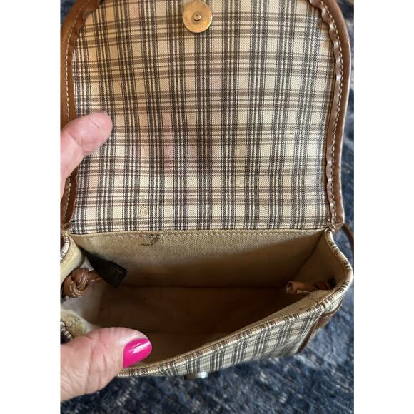 Vintage ESPRIT Mini Crossbody Purse 80s 90s Plaid~Beige Ivory Gray~Retro Hipster - Picture 7 of 8